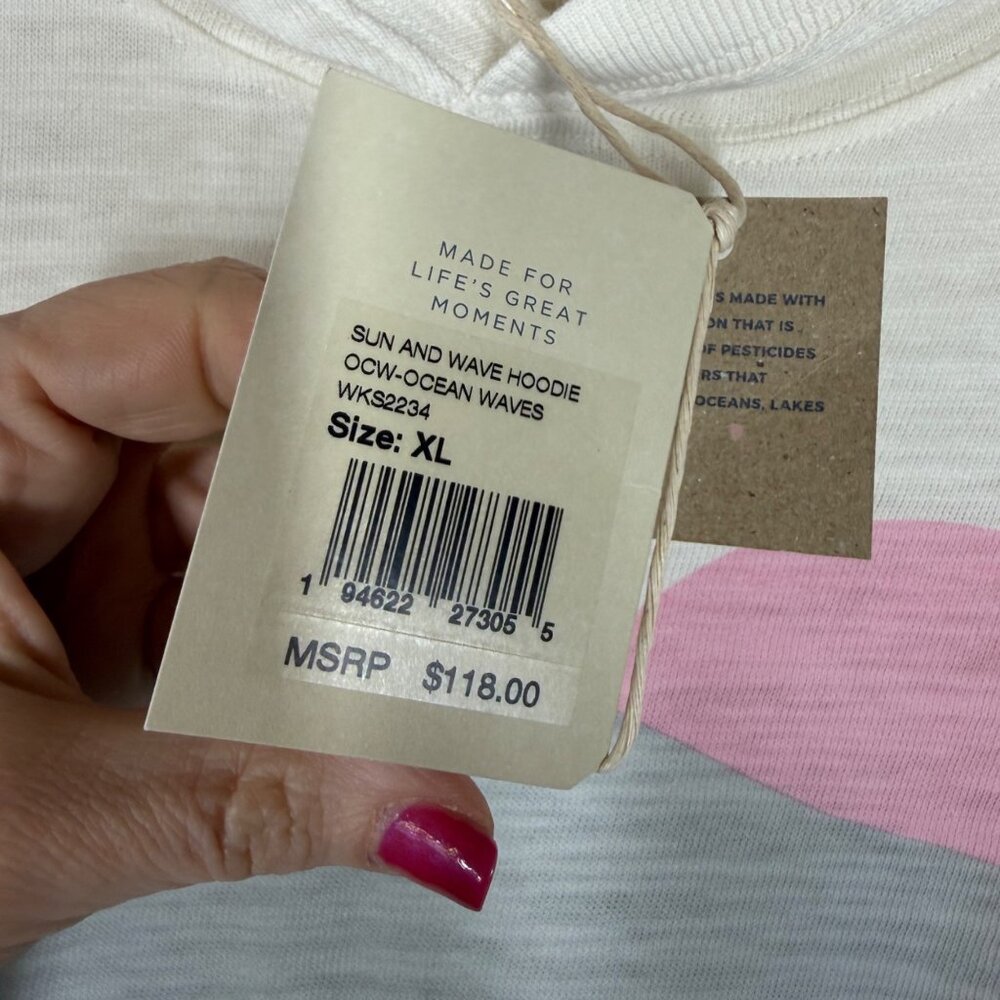 Faherty Sun And Wave Organic Cotton Hoodie Womens Size XL Knit Pullover Shirt - Picture 7 of 11